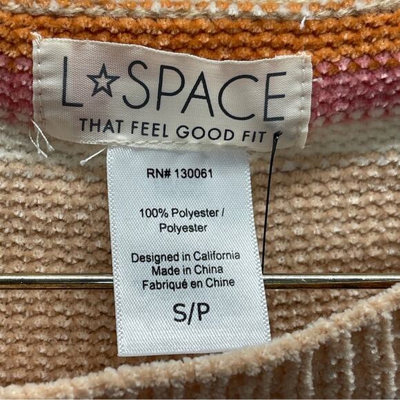 L*SPACE Striped Chenille Sweater Sun Seeker Sweater Snow Lotus Small - Picture 3 of 9